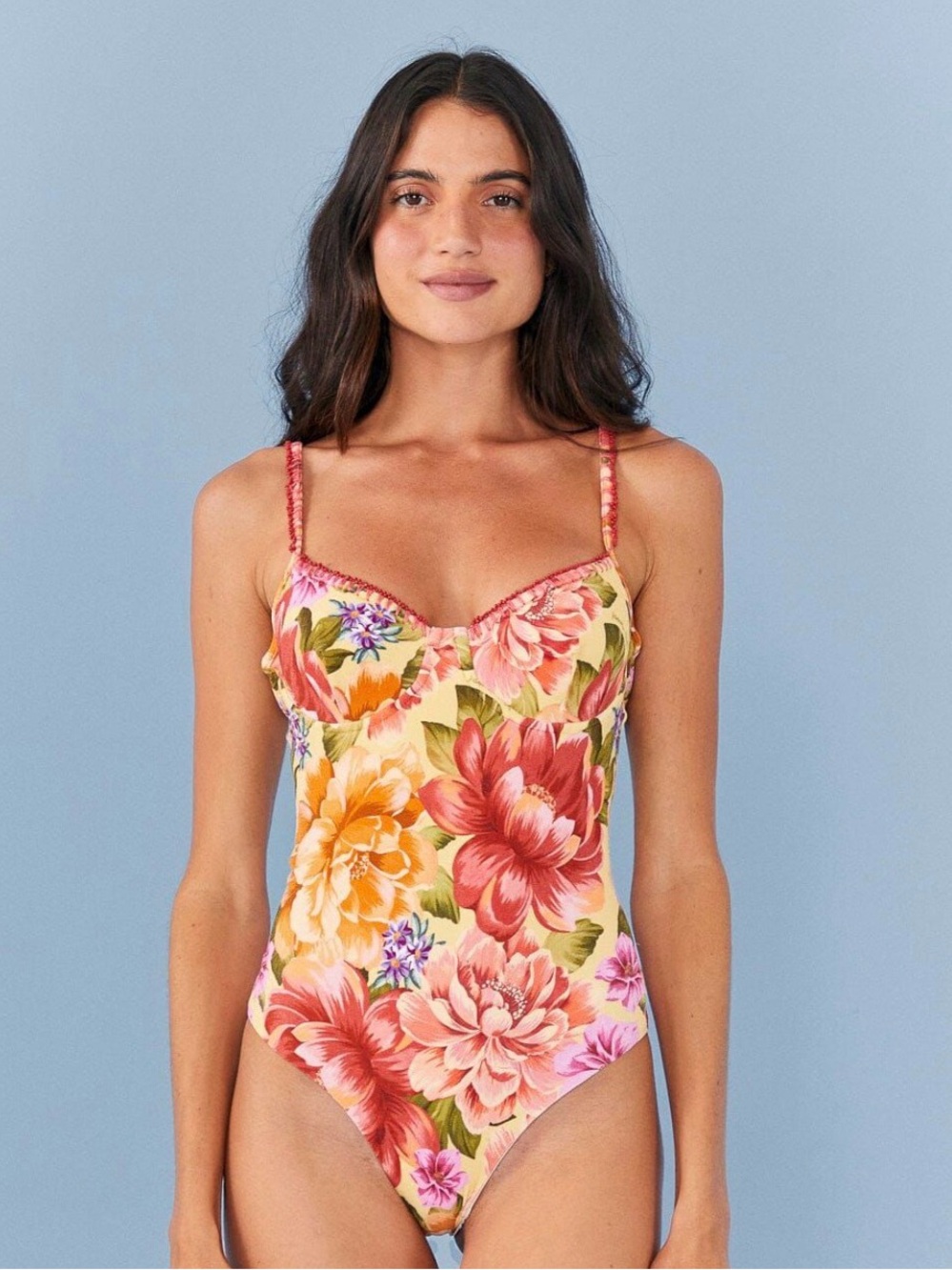 FARM Rio Floral One-Piece Swimsuit in Pink, Yellow & Green